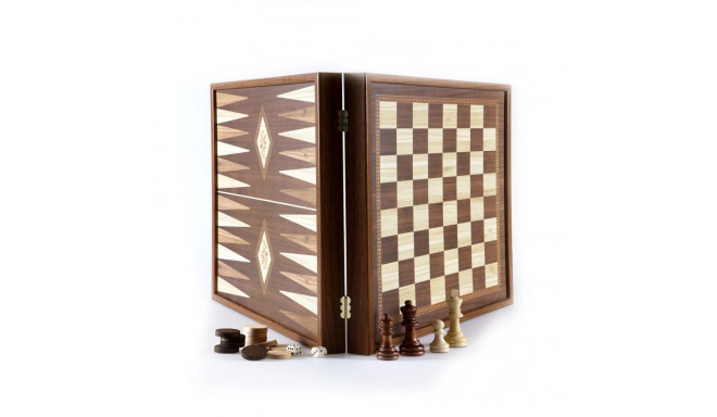 Board Game Set - Manopoulos Classic Style 4in1 Chess Backgammon Ludo Snakes L Size