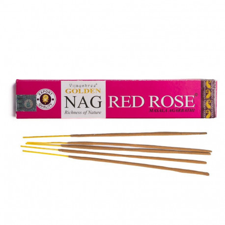 Aromatherapy Incense - Golden Nag Red Rose Smilkalai Vijayshree 15 Sticks