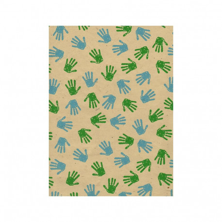 Nepaali paber A4 Hands Design Torquoise/Green on Natural