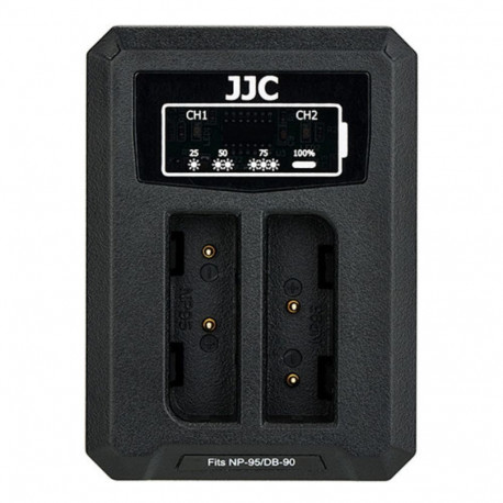 JJC Fuji DCH NP95 USB Dual BatteryCharger (voor Fujifilm NP 95 / Ricoh DB 90)
