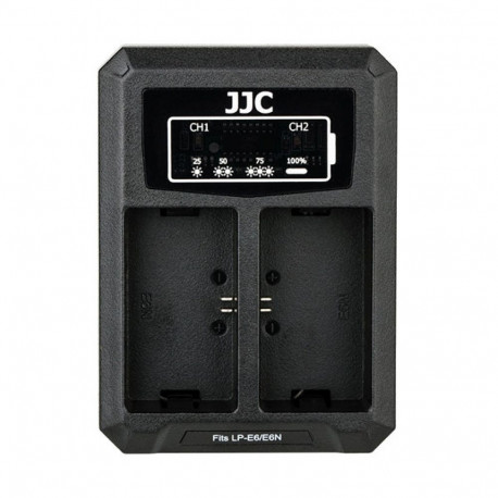 JJC Canon DCH LPE6 USB Dual Battery Charger (voor Canon LP E6 / LP E6N accu)