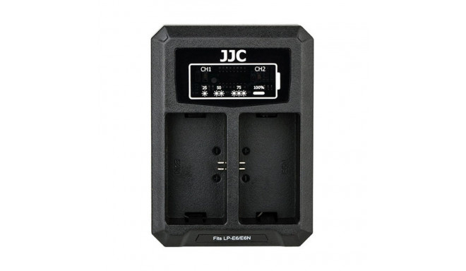 JJC Canon DCH LPE6 USB Dual Battery Charger (voor Canon LP E6 / LP E6N accu)