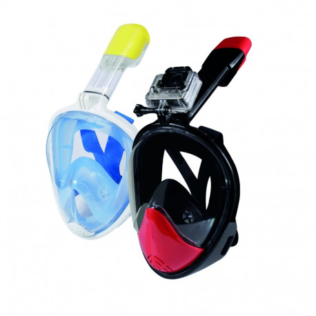 Caruba Full Face Snorkel Mask Dual Air Afneembaar + Action Cam Mount (Roze S / M)