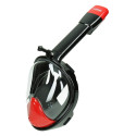Caruba Full Face Snorkel Masker Pro Extra Lang + Action Cam Mount (Zwart + Rood S/M)