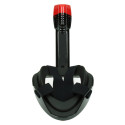 Caruba Full Face Snorkel Masker Pro Extra Lang + Action Cam Mount (Zwart + Rood S/M)