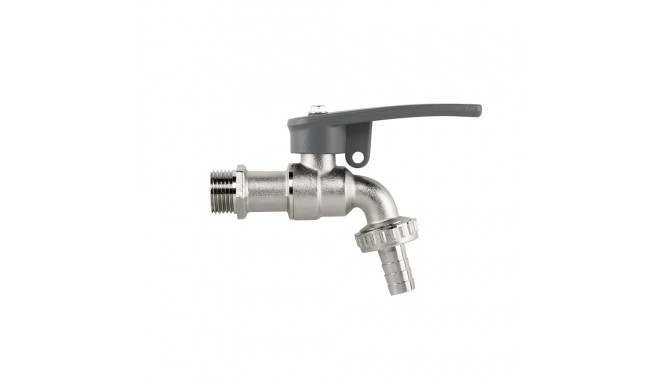 1/2" väliskeere x 3/4" väliskeere koos klapi ja 13 mm voolikuühendusega SIDE LOCK, messing, nikkel