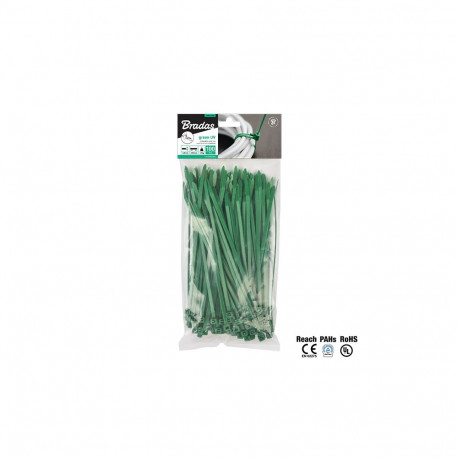 Releasable cable ties 4,8 x 160mm GREEN, 100pcs