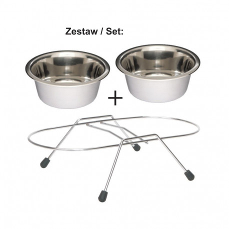 Barry King 2x metal bowls on stand 0.9L