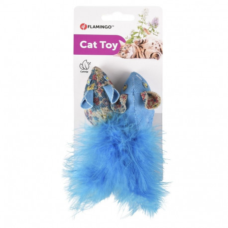 Flamingo cat mouse with nettle and feather 2 pcs