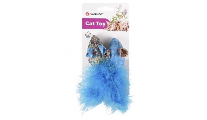 Flamingo cat mouse with nettle and feather 2 pcs