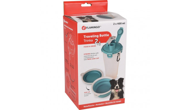 Flamingo 2in1 hiking bottle for dog 2x400ml