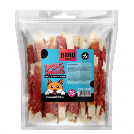 Bubu Pets dog treat duck and fish strips 500g