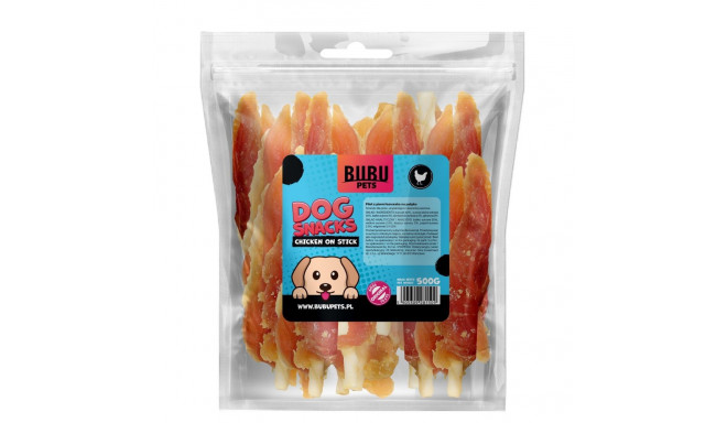 Bubu Pets soft chicken breast on rawhide sticks 500g