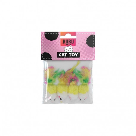 Bubu Pets cat life mouse with colorful feathers 4 pcs