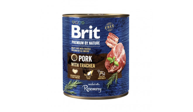 Brit Premium by Nature konserv Pork with Trachea koertele 800g