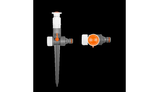 WHITE LINE Adjustable sprinkler 0-360°, with valve, on spike