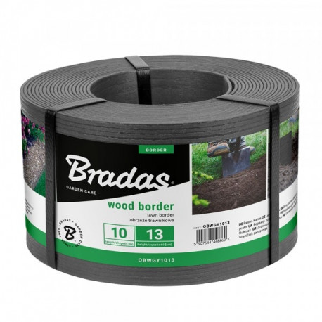 Lawn border WOOD BORDER 130mm x 2,8mm x 10m – gray