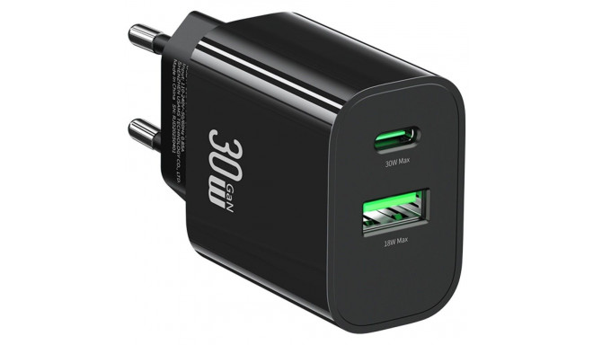 30W 1xUSB-C 1xUSB-A kiirlaadija