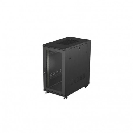 19-inch 22U 600x1000 black floor-standing rack cabinet with perforated doors (flat pack)