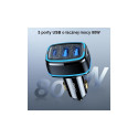 USAMS Car Charger 2xUSB + 1xUSB-C C24 80W (head only) Fast Charge black CC126TC01 (US-CC126)