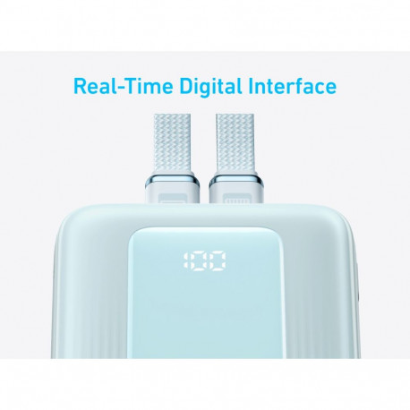 Anker Power Bank with Built-In USB-C and + Lighting Cable | A1680031 | 10000 mAh | 30W | Blue