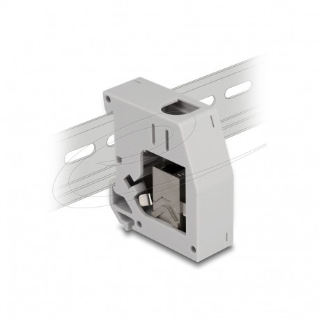 Delock DIN rail Adapter with Keystone Module RJ45 jack to RJ45 jack Cat.6A