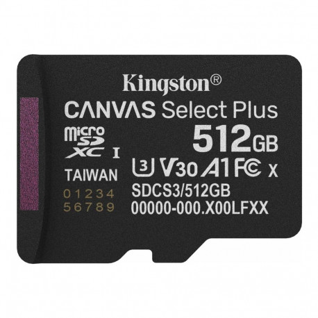 Kingston mälukaart 512GB micSDXC Canvas Select Plus Gen3 150R A1 üksikpakend ilma adapterita