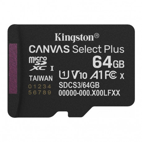 KINGSTON 64GB micSDXC Canvas Select Plus Gen3 100R A1 Single Pack w/o ADP