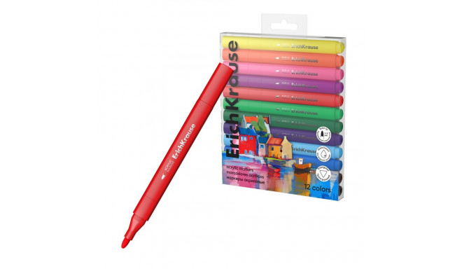 Acrylic markers ErichKrause Art Spirit with bullet tip 12 colors (in PET box 12 colors)