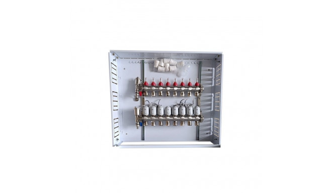 Heating Manifold 8 Loops with Thermal Actuators NC AC230V and Flow Meters