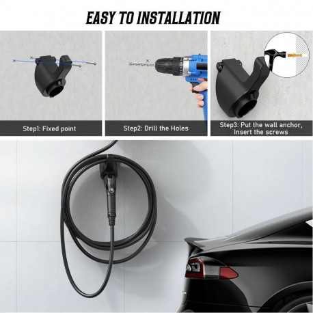 iLike EV Charge EV2405 Type 2 EV Charging Cable Holder with Plug Dock Wall Bracket