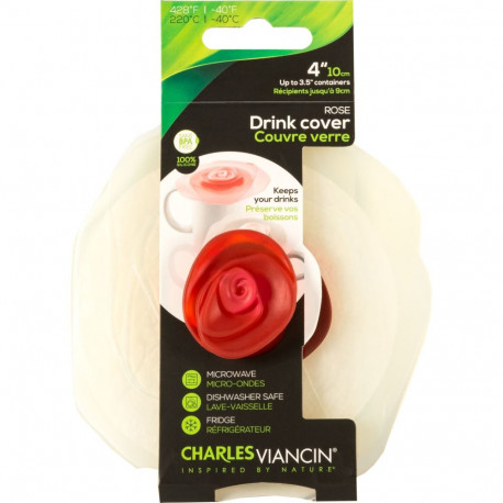 Charles Viancin ROSE 11.5 cm 2 Silicone Drik Covers White/Red