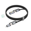 Cable All-in-one USB C / Lightning to USB C / LED Light Hoco PD 3A 60W 1,2 m U138 black Cable All-in-one USB C / Lightning to USB C / LED Light Hoco PD 3A 60W 1,2 m U138 black
