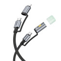 Cable All-in-one USB C / Lightning to USB C / LED Light Hoco PD 3A 60W 1,2 m U138 black Cable All-in-one USB C / Lightning to USB C / LED Light Hoco PD 3A 60W 1,2 m U138 black