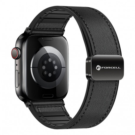 Strap to Apple Watch Forcell F-Design FA21 magnetic eco-friendly leather 42 / 44 / 45 / 49 mm black