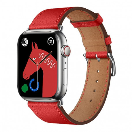Strap to Apple Watch Forcell F-Design FA20 holes eco-friendly leather 42 / 44 / 45 / 49 mm red