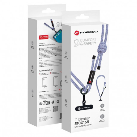 FORCELL F-DESIGN S10X165 crossbody phone lanyard with adjustable length (max 82,5cm in the loop) gra