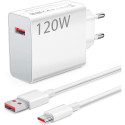 XIAOMI original charger USB A QC3.0 3A 120W MDY-14-EE + data cable USB A to Type C 6A 1m white bulk