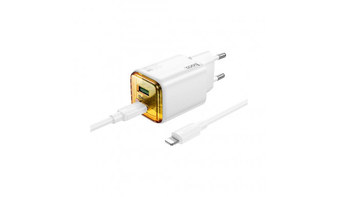 Phone charger Hoco USB A + USB C QC3.0 PD 3A 20W + cable USB C to USB C N52 white