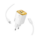 HOCO wall charger USB A + Type C + cable Type C to Type C PD QC3.0 3A 20W N52 white