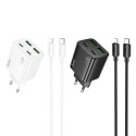 HOCO charger 2 x Type C + 2 x USB A + cable Type C to Lightning PD QC3.0 3A 30W N56 white