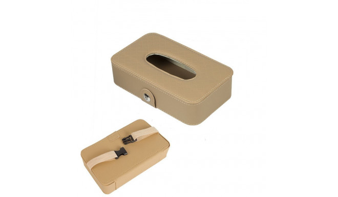 Tissue box with strap beige