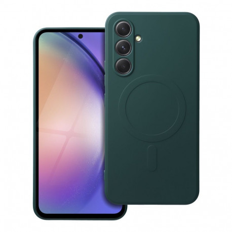 Case for Samsung A54 Silicone Mag Cover compatible with MagSafe dark green
