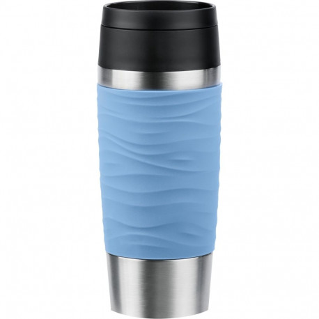 Emsa TRAVEL MUG Waves thermal mug (light blue/stainless steel, 0.36 liters)