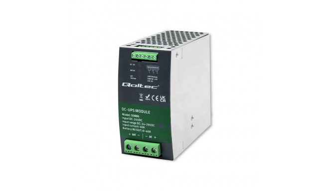 Qoltec DIN-liistule DC UPS moodul | 40A | 24V