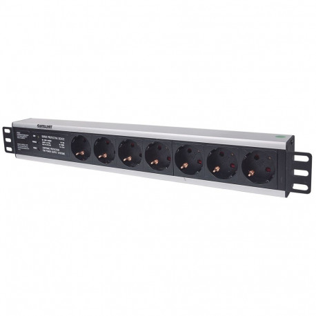 Intellinet 19" 1.5U Rackmount 7-Output Power Distribution Unit (PDU) EU CEE 7/3 Outlets, With Surge 