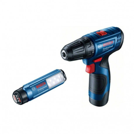 BOSCH. GSR 120-LI 2x2,0Ah 30/14Nm SCREWDRIVER +GLI 12V-300 LAMP CASE