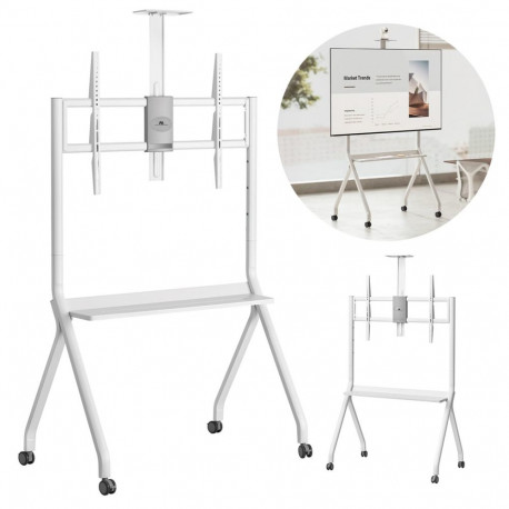 Maclean TV stand / cart, camera shelf, on casters, 55-100", max load 120kg/10kg shelf, max. VESA 900