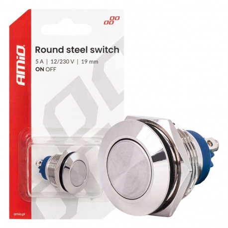 Lüliti amio-04474 lame ümmargune terasest on/off 19mm 5a 12/230v