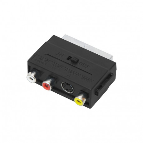 2568# Rozgałęźnik wtyk scart-3 gniazdo rca+gniazdo svhs z przełącznikiem (10 tk.)